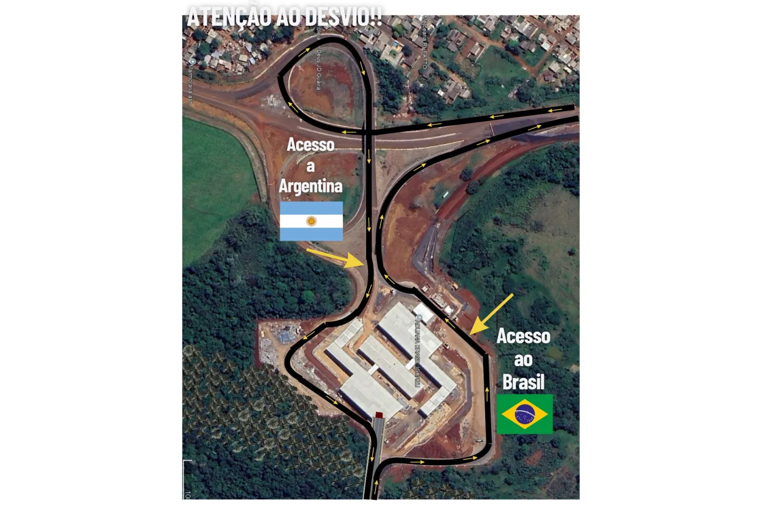 Acesso à Ponte Tancredo Neves terá desvios no trânsito a partir de sexta-feira em Foz do Iguaçu